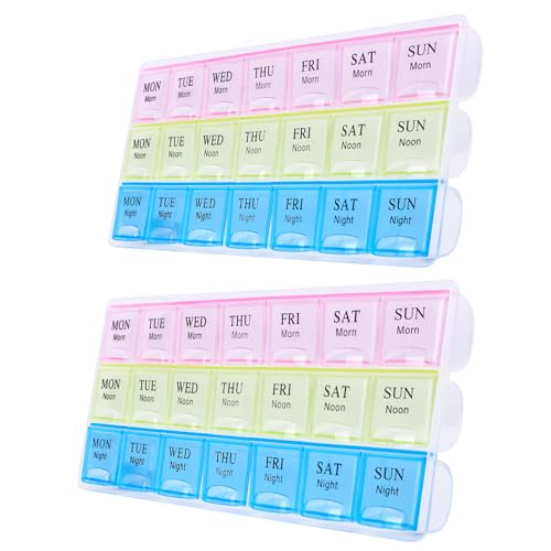 Image of Large Weekly Pill Organizer 3X A Day, Moisture-Proof 7 Day Pill Box | Travel pill cases portable for pills, vitamins, fish oil, and supplements. Medicine organizer for daily use.