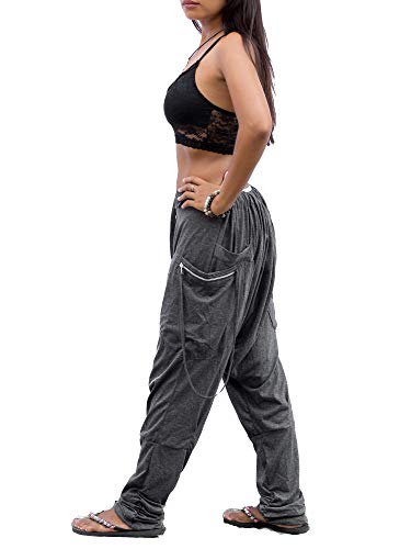 Women's Harem Loose Yoga Travel Lounge Pants With Pockets Casual Boho (Charcoal) #TOP1