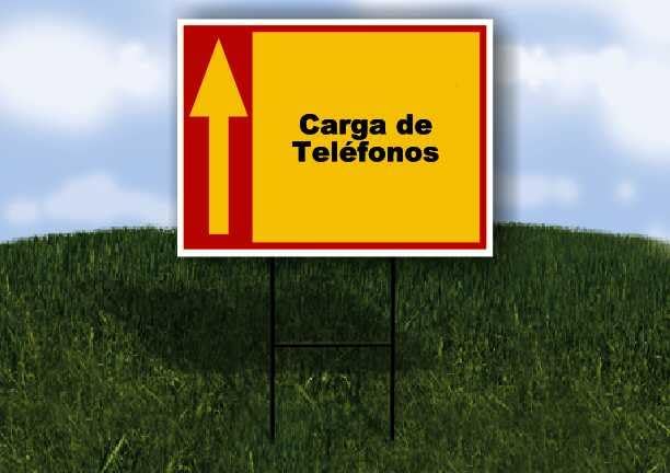 Carga de Teléfonos Spanish Red Yellow Up Arrow 1 Single Sided 18x24 in Yard Road Sign wstand