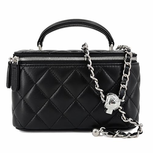 Image of M-ioi-M Small Genuine Leather Purse Quilted Crossbody Bag for Women, Mini Top-Handle Shoulder Handbag w /Gold Chain Strap