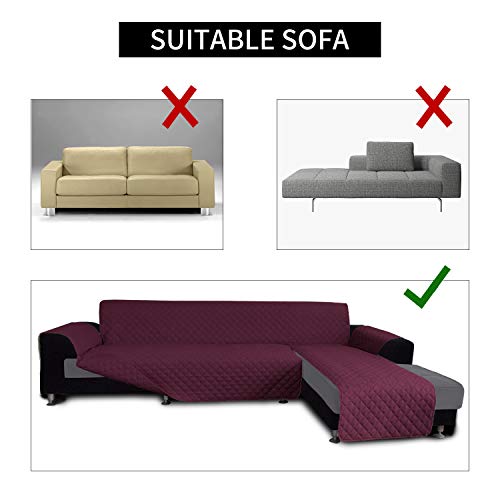 Image of Easy-Going Sofa Slipcover L Shape Sofa Cover Sectional Couch Cover Chaise Lounge Slip Cover Reversible Sofa Cover Furniture Protector Cover for Pets Kids Children Dog Cat (X-Large,Wine /Wine)