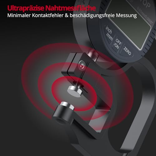 XUNTOP Digitales Dickenmessgerät Messbereich 0-12.7mm Elektronischer Mikrometer Zoll/metrisch elektronischer Prozent-Dickenmessgerät mit präziser LCD-Anzeige