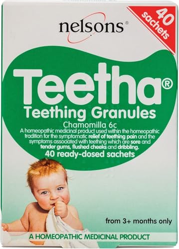 Teetha Baby Teething Granules (40 Sachets) 3+ Months Homeopathic Relief For Soothing & Calming Teething Symptoms Baby Teething Ready-Dosed Sachets