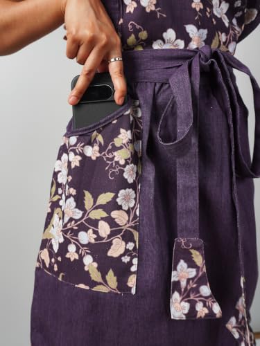Image of 100% Cotton Unisex Apron - Adjustable Neck Straps, Vibrant Print, Reinforced Stitching, Multipurpose& Deep Pocket - for Cooking, Catering, Gardening, Painting-Printed Aprons