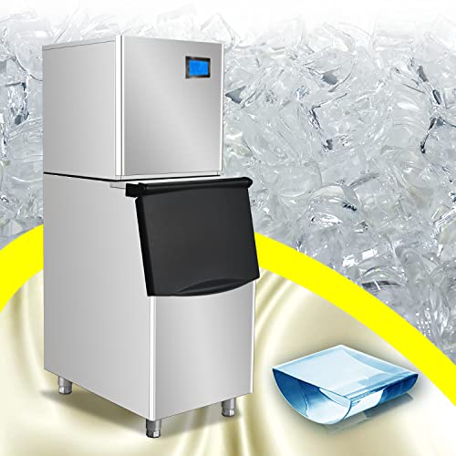 Koalalko Commercial Ice Maker Machine - 990 LBS/24H with 484 Pounds Storage Bin Capacity - 110V Freestanding Automatic Clean Clear Cube Crushed Ice Maker for Home, Business, Restaurants, Bars
