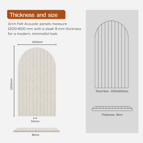 Image of MMT Acoustix Arch Felt Acoustic Wall Panel | Sound Proofing for Room |Premium Acoustic Panel |Pin Board for Wall |Sound Absorbing Panels | Arch Felt Acoustic Wall Panel |Pumice| 120 x 60 cm | 1 Pcs