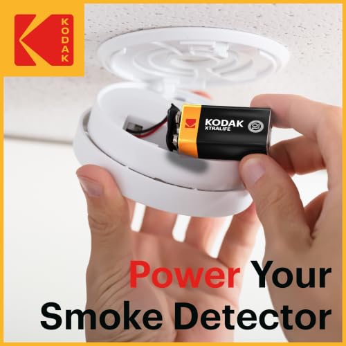 Image of KODAK 9V Alkaline Batteries (10 Pack) Smoke Alarm Battery, 6LR61, PP3 | 10-Year Shelf Life, Advanced Leak-Resistant Design, High & Low Drain Devices, 100% Extra Life