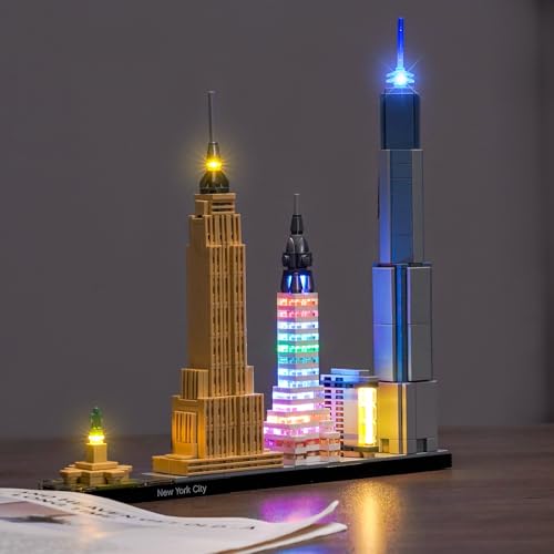 Image of LED Lighting Compatible with Lego Architecture New York City Skyline 21028,Light Kit Compatible with Lego 21028, NOT Included The Model Set - JUST Lights