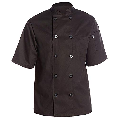 Chef Code Lightweight Ultra Soft Short Sleeve Chef Coat (Black, XS)