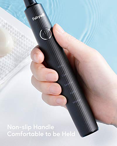 Gloridea Electric Toothbrush For Adults And Teens , 7 Brush Heads Tongue Scraper Timer Ipx7 Waterproof 5 Modes 40,000 Vpm , 2Hrs Charge For 30 Days Using , Black Rechargeable Sonic Toothbrush #TOP2