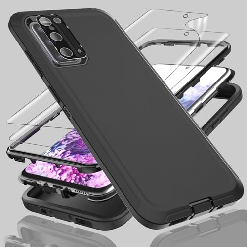 Coque Samsung S20 noire protection antichoc 3 en 1 avec films