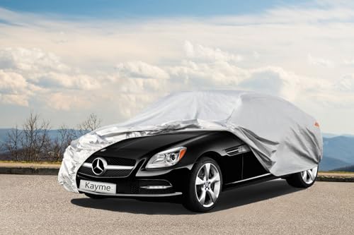 Image of Kayme 6 Layers Car Cover Custom Fit for Mercedes Benz SLK Class 200 230 250 280 320 350 (1996-2016) Waterproof All Weather for Automobiles, Outdoor Full Cover Rain Sun UV Protection.Silver