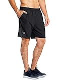 BALEAF Men's 7' Running Shorts with Mesh Liner Zipper Pocket for Athletic Workout Gym Black Medium
