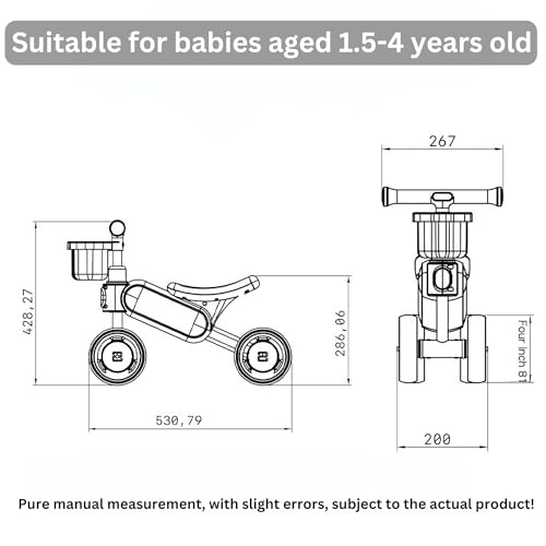 Image of Super Glide Balance Bike with Basket | Toddler First Ride-On Bike | Non-Pedal 4-Wheel Push Bike | Lightweight & Sturdy Design for Boys & Girls | Ideal for 1-3 Years Old (Yellow : KB-079)