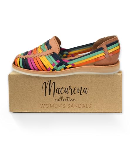 Image of Macarena Collection Womens Shoes Leather Sandal Flat for Women | Huarache Handmade Mexican Sandals | Comfortable & Stylish Womens Sandals 3050