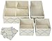 Set of 4 Organizer Bins with Dividers for Closet Dresser Drawer Inserts Bathroom Dorm or Baby Nursery; Store Socks Underwear Clothes; Clothing Organization; Organizador de Closet; (Set of 4, Beige)