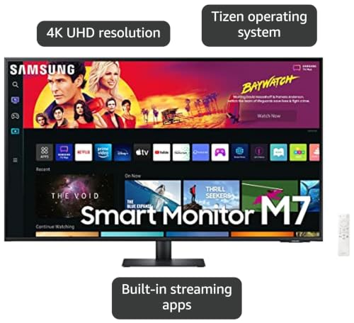 Image of Samsung 43 inch M70B Series 4K UHD USB-C Smart Monitor & Streaming TV, 4ms, 60Hz, HDR10, Wireless Display, Gaming and IoT Hubs, Alexa Built-in, 2022, LS43BM702UNXZA, Black