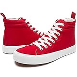 yageyan Womens High Top Canvas Sneakers Fashion Classic Shoes Comfortable White and Leopard Walking Shoes（red5）