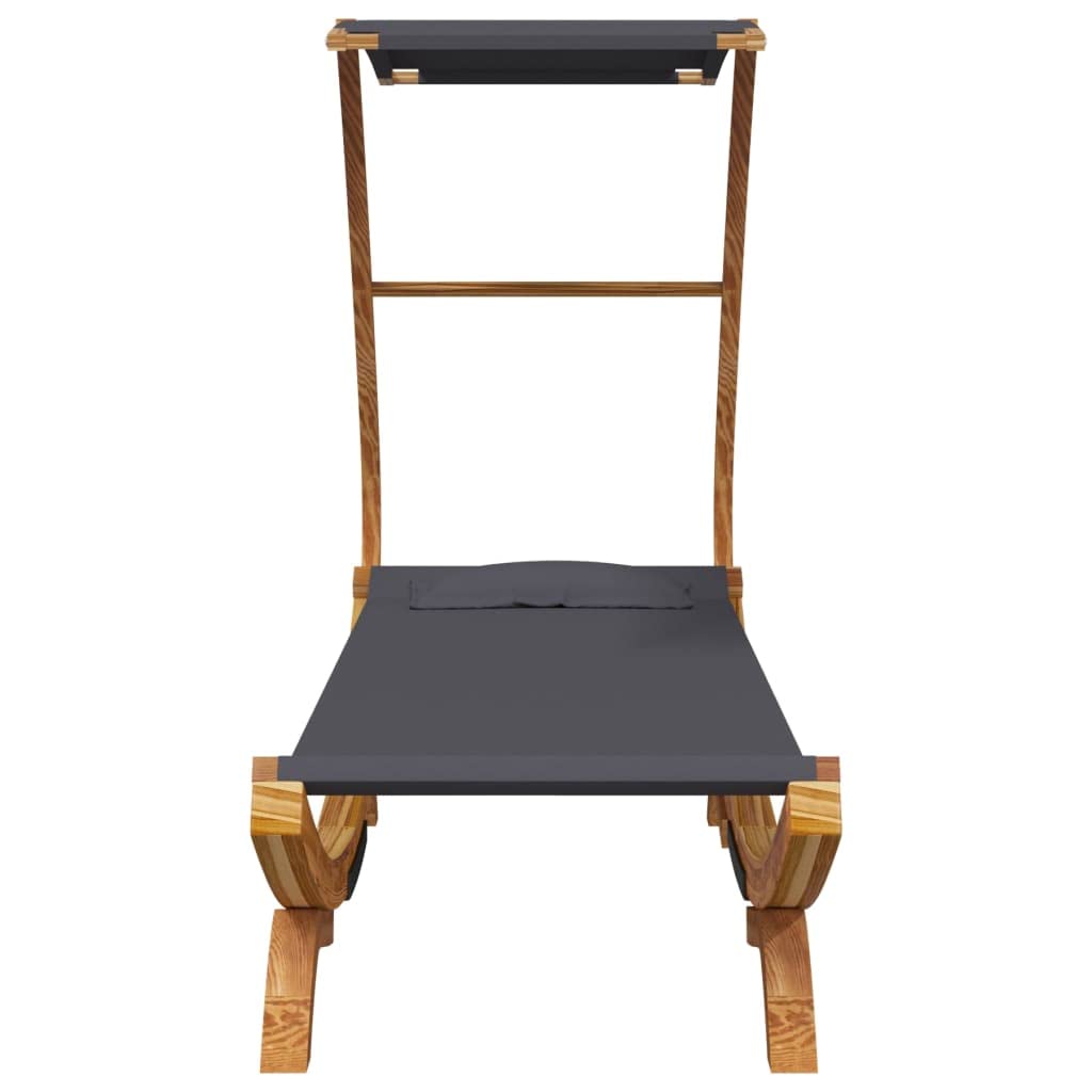 Letto Riposo Esterno con Tenda 100 x 190 x 134 cm, Telaio in Legno Curvo Massiccio Antracite, Lettino con Cuscino in Tessuto Facile da Pulire per Giardino e Patio
