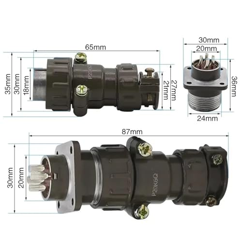 Conector P20 de aviación industrial con aguja de 3 pines y diámetro de montaje de 20 mm 3