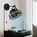 Parrot Uncle Wall Mount Fans 10 Inch Wall Fans Oscillating with Folding Arm Pull in Wall-Mounted Fans Cord with Plug, Black