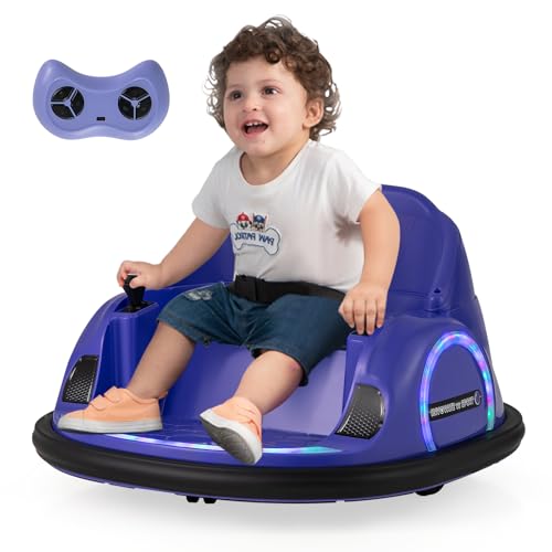COSTWAY 6V Auto Tamponneuse Électrique Enfant avec Télécommande, Voiture Tournante Bébé 360°avec Lumières LED & Musique & Son du Klaxon, Démarrage...