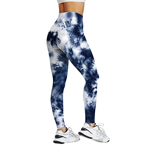 Generisch Conjunto de leggings de embarazo con estampado de cintura alta para mujer, mallas de compresión, yoga, correr, fitness, leggings de cintura alta con pie, marine, L