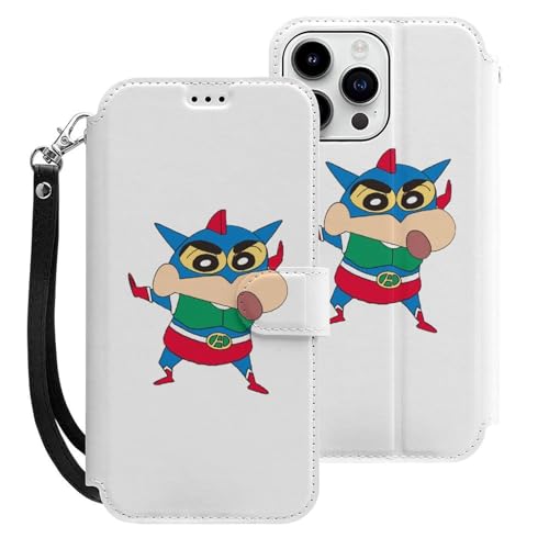 クレヨンしんちゃん iPhone15ProMax用ケース 手帳型 スマホケース アイホン15ProMax用 財布型カバー カードポケット スタンド機能 誕生日ギフト 人気 男女兼用