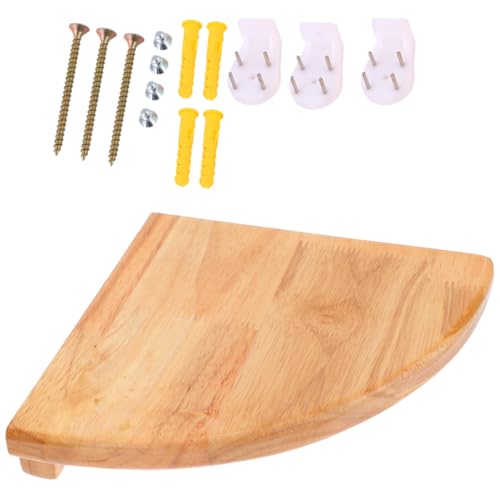 SEWACC Estante de Esquina de Madera de Caucho Diseño Semicircular Radio 17 CM Estante Flotante Decorativo para Baño y Cocina para Almacenamiento Práctico