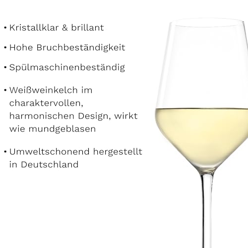 Foto von Stölzle Lausitz Weißweingläser Revolution 6er-Set 365 ml – Weingläser ideal für schwere Weißweine & mittelschwere Rotweine – Edler Weißweinkelch aus Kristallglas – Spülmaschinenfest & Made in Germany