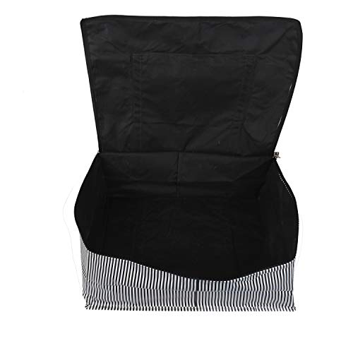 Image of Kuber Industries Lining Design Rexine Jumbo Underbed Moisture Proof Storage Bags for Clothes with Zipper Closure and Handle (Black)