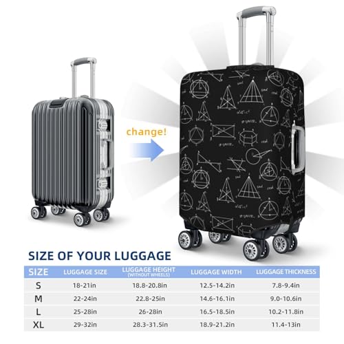 Travel Luggage Cover Protector - Equation Math Print Black Anti-Scratch Suitcase Covers Fits 18-32 Inch Luggage2