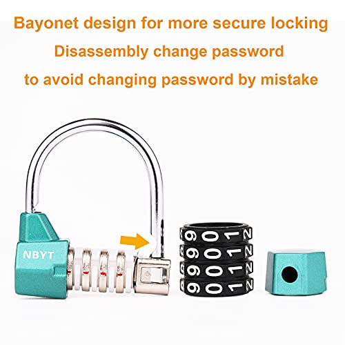 Image of Gym Locker Lock,4 Digit Combination Lock,Safety Password Padlock for School Gym Locker,Sports Locker,Fence,Toolbox,Case,Hasp Storage Green