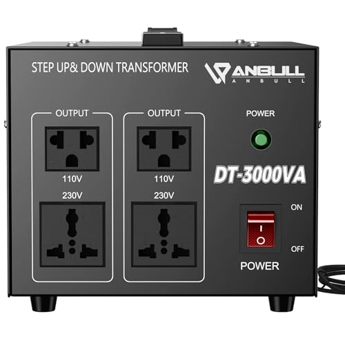 Anbull 3000 Watt Voltage Converter Transformer, Step Up Down 110v 220v, 220 to 110 Voltage Converter Heavy Duty Step Up & Down 50-60Hz-CE Certified
