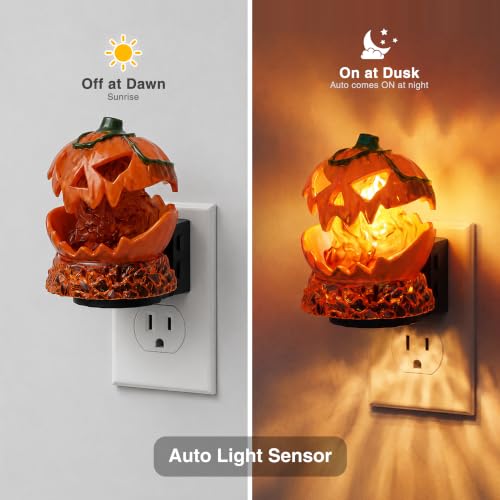 Image of JandCase Halloween Night Light, RGB Color Night Lights Plug into Wall | Cute & Funny Pumpkin Night Light for Kid, Plug in Nightlight with Dynamic RGB Running\Jumping Light for Halloween Party Decor