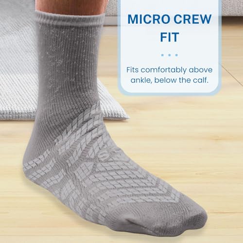 HCS Non-Slip Hospital Socks with Grips for Women & Men (6 Pairs) - 360 All-Around Tread Non-Slip Sock for Elderly/Seniors - Hospital Grip Socks, Fall Risk Patient Slippers (Gray, Regular)4