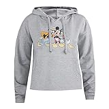 Disney Mickey Crew Sudadera con Capucha, Gris, M para Mujer
