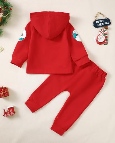 Image of Toddler Baby Girl Clothes Baby Christmas Outfit Long Sleeve Shirt Santa Pants Set Baby Girl Christmas Outfit