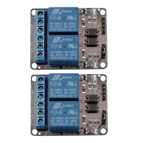 Heevhas 2 canales Relés módulo de relé con optoacoplador Disparador de bajo nivel placa de expansión MCU 5V 10A Para brazo PIC AVR (2 piezas)