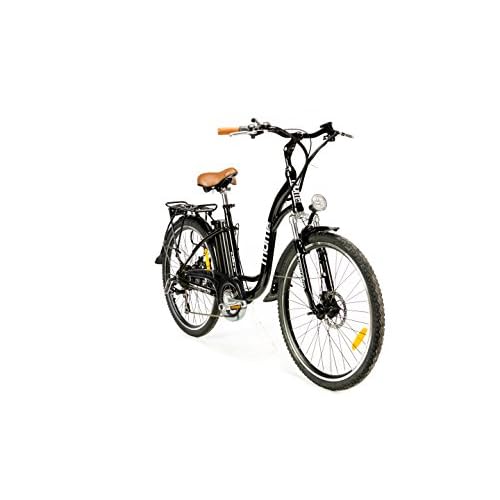 Moma Bikes Bicicleta Electrica Paseo SHIMANO 7 vel. Aluminio, ruedas de 26", Bateria Ion-Litio 36V 16Ah