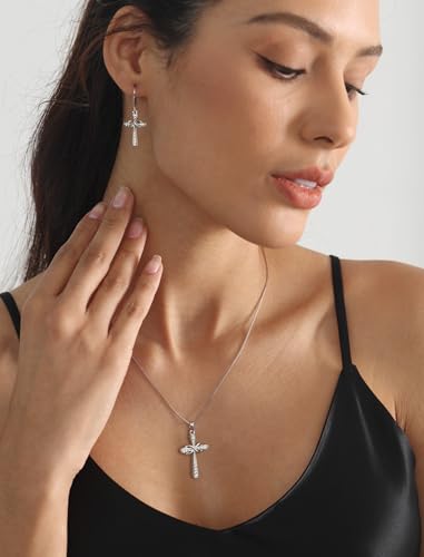 YL 925 Sterling Silver Cross Necklace for Women Halo Infinity Pendant Birthstone Jewelry for Mom3