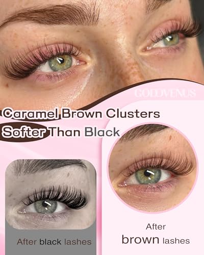 Image of Brown Lash Clusters Natural For Soft Glam 300Pcs Wispy Lashes Cluster Eyelash Cluster Extensions C Curve Individual Lashes DIY Lash Extension Waterproof & Long - Lasting (10-16mm)