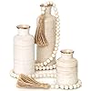 Eyamumo Small Ceramic Vase Set with Farmhouse Beads for Home Decor, Rustic Ceramic Vases Set of 3 58in Wood Bead Garland with Tassels for Modern Farmhouse, Entrance, Fireplace, Table, Mantle Décor Eyamumo Small Ceramic Vase Set with Farmhouse Beads for Home Decor, Rustic Ceramic Vases Set of 3 58in Wood Bead Garland with Tassels for Modern Farmhouse, Entrance, Fireplace, Table, Mantle Décor