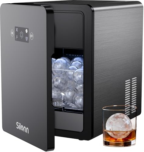 Image of Silonn 2 inch Sphere Clear Ice Maker Countertop, Slow-Melting Crystal Ice Balls for Whiskey, 4 Pcs in 35 Mins / 144 Pcs /Day, Rapid Sphere Technology, One-Click Self-Cleaning, Ideal for Bourbon