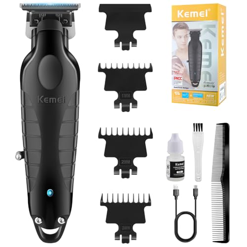 KEMEI PG2299 - Cortapelos profesional para hombres, recortadora de barba inalámbrica, cortadora de pelo eléctrica con hoja en T cero huecos, recargable por USB con 3 peines guía KEMEI PG2299 - Cortapelos profesional para hombres, recortadora de barba inalámbrica, cortadora de pelo eléctrica con hoja en T cero huecos, recargable por USB con 3 peines guía