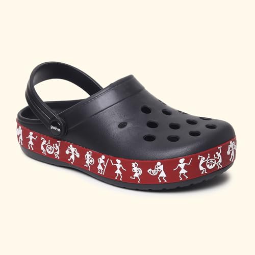 Image of YOHO Hacker Clogs for Women | Waterproof Monsoon Footwear & Rainy Shoes | Tribal Print with Backstrap | 003