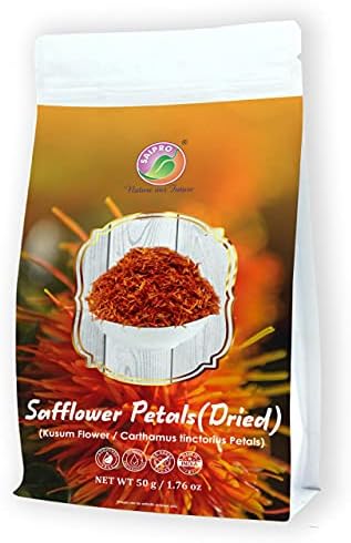 SAIPRO Nature our Future Dried Safflower Petals 50 gm, Detox Herbal Tea| Kusum Safflower Petals | Antioxidant | American Kesar | Dry Flowers | Kumbadiri | Cakota Dry Flower Petals - Lip Gloss | color cosmetics, dye fabrics No added color, No added preservatives