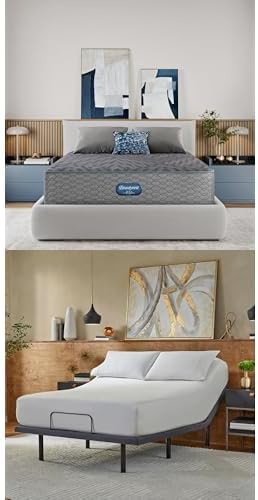 Beautyrest Days End Extra Firm 13.25" King Mattress Bundle baselogic Level 3 King Adjustable Base Bed Frame - Cooling, Supportive, and Pressure Relieving with Head & Foot Adjustability