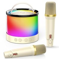 Dislocati Karaoke Machines Kids & Adults with 2 Microphones and LED Light - Compatible with Mobile Phones/Tablets/Computers/TVs