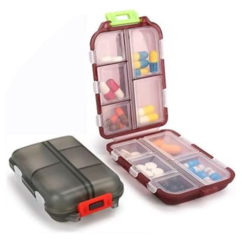 2PCS Travel Pill Organizer Box,Portable Pill Case,Pill Box Dispenser,Small 7-Day Weekly Travel Pill Organizer with 10 Compartments for Different Medicines,Vitamin Fish Oil Aspirin Supplements (#1) Cover